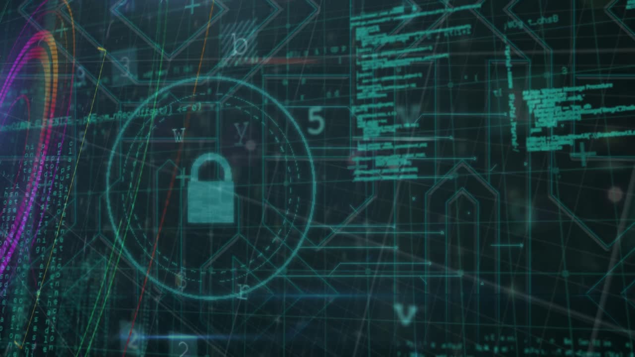 Animation of data processing over black background