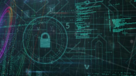 animación del procesamiento de datos sobre un fondo negro