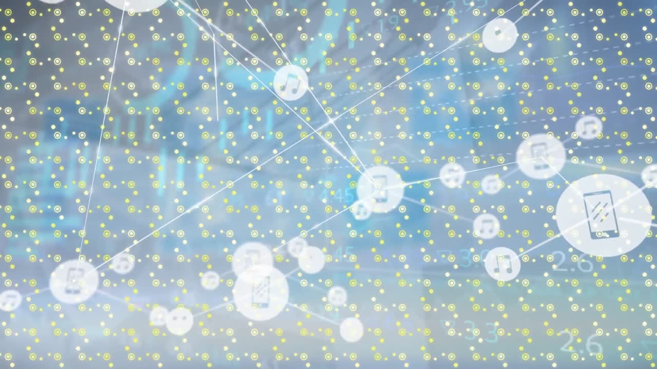 추상적인 모양에 대한 디지털 아이콘 네트워크의 애니메이션 데이터 처리에 대한 패턴 디자인