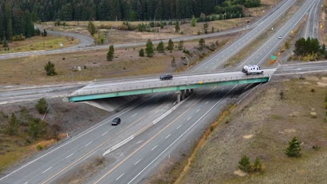 drone shot of meadow creek rd bridge over coquihalla highway near kamloops