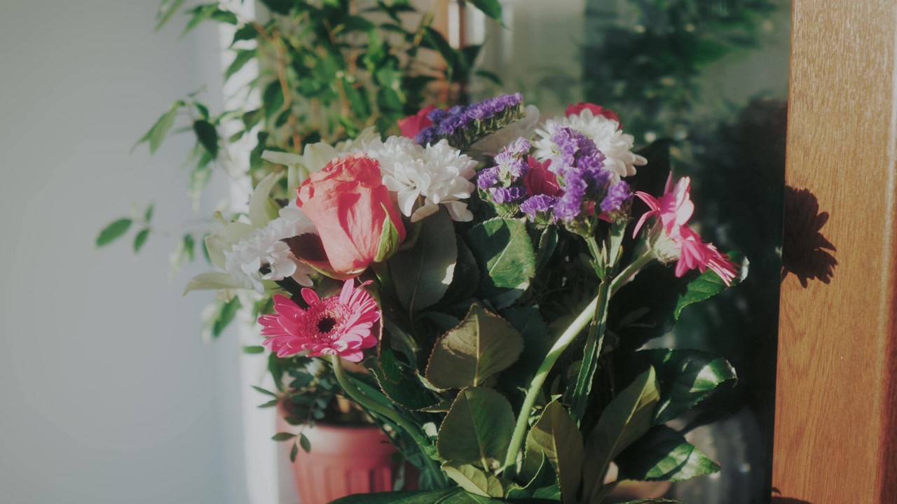 Flowers bouquet in sunset light