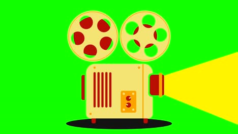 retro cinema icon with smooth waving animation. available in 4k fullhd and hd video 2d render footage on green screen chroma key.