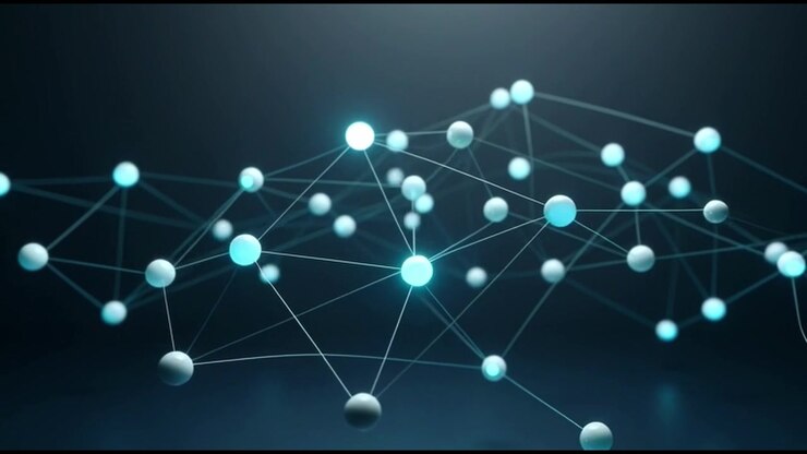 Abstract Digital Network Connection with Glowing Nodes and Lines