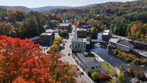 new england fall color aerial springfield vermont