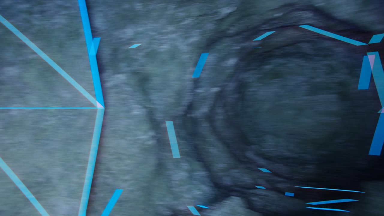 vuelo a través de un laberinto de musgo rocoso bucle sin costuras animación de renderización 3d