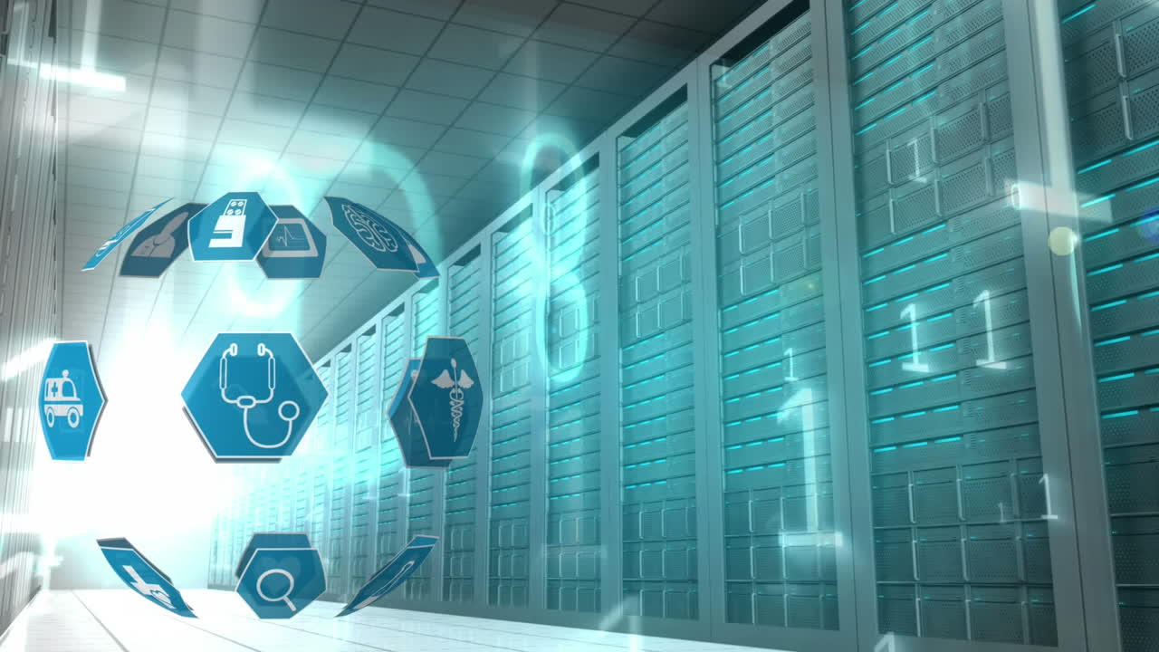 iconos médicos y códigos binarios