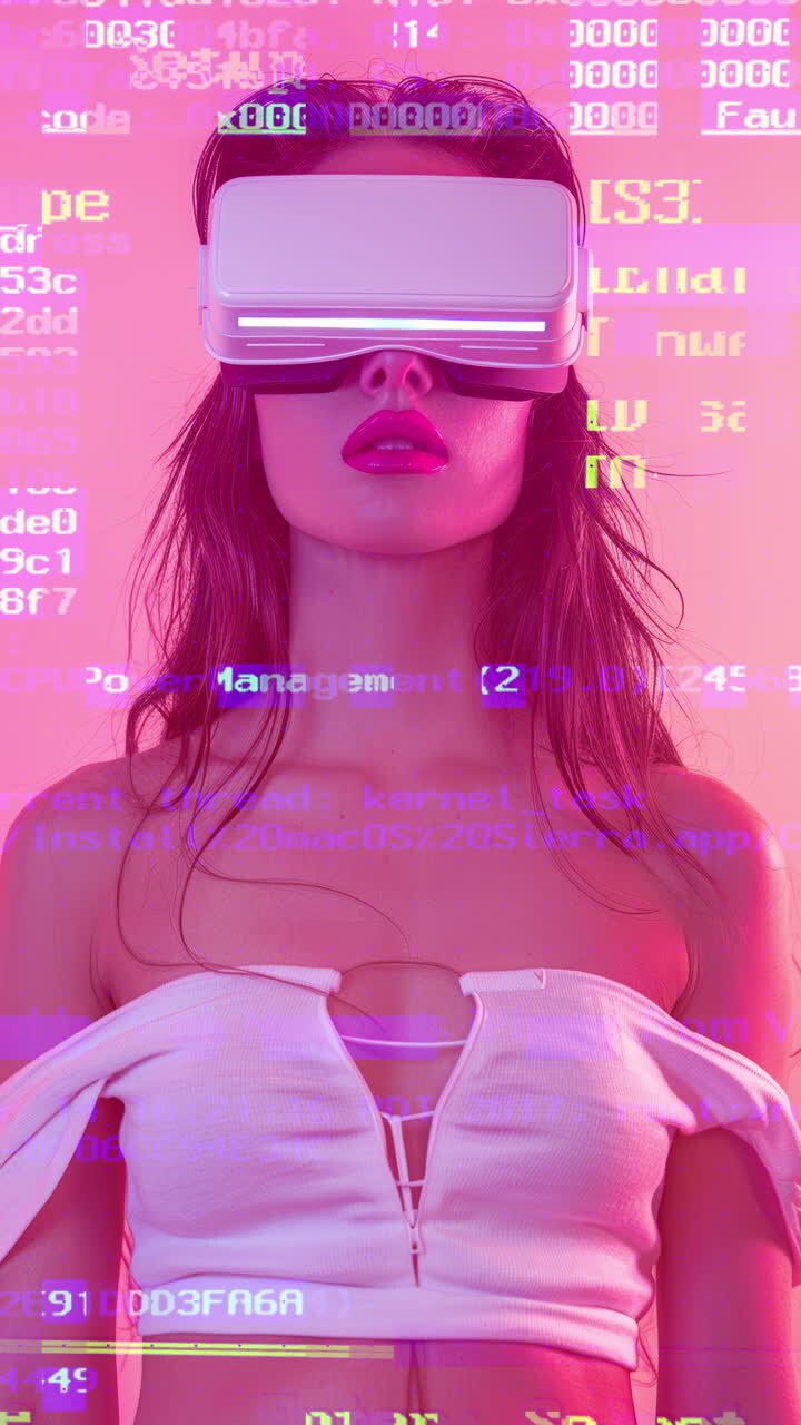 Donna con visori VR realizzata con IA.