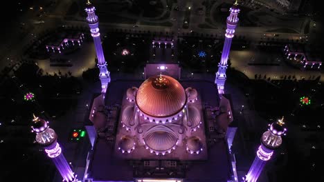 mosque pride of muslims named after the prophet muhammad in the city of shali. the largest mosque in europe. aerial view