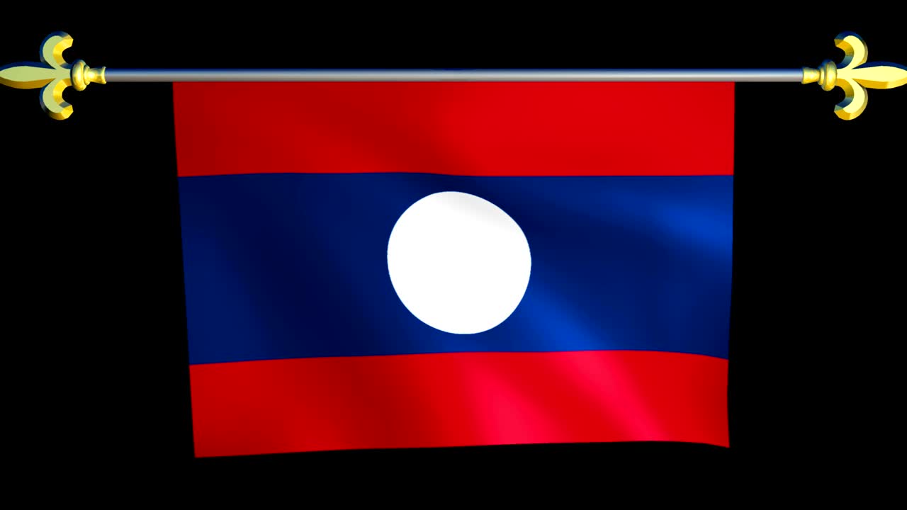 gran bandera animada en bucle de la república democrática popular de lao
