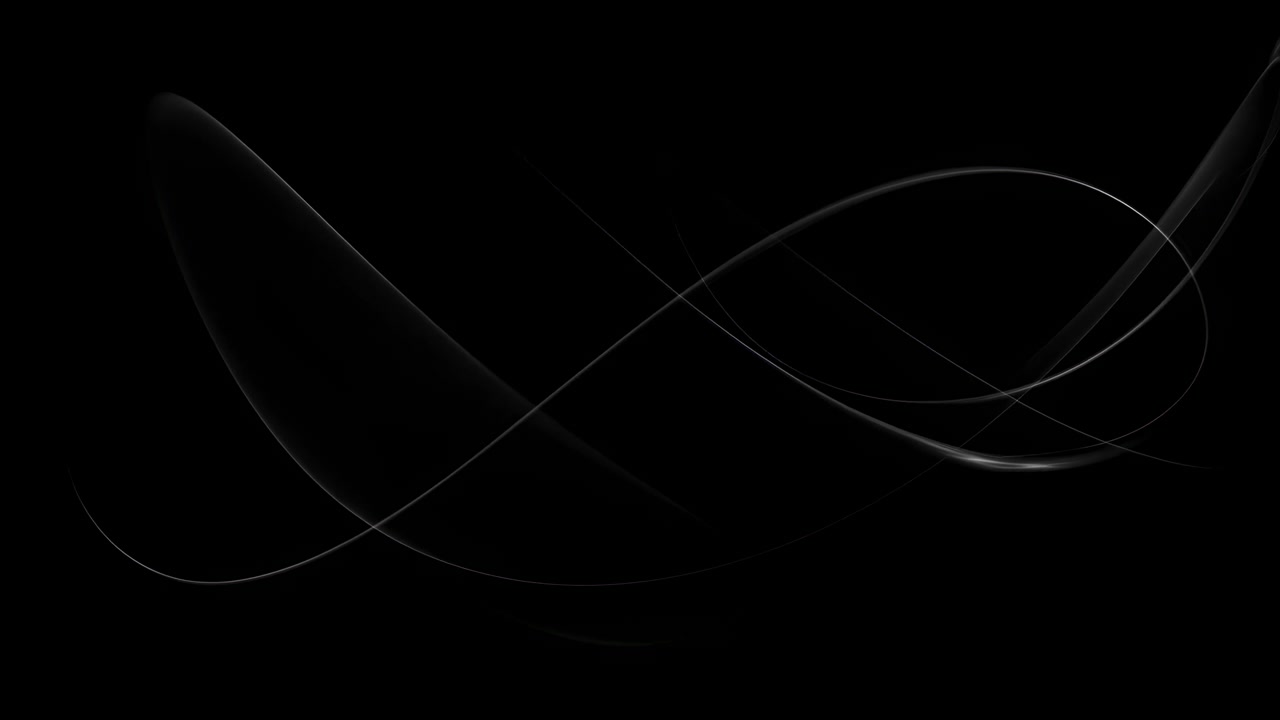 Linee ondulate astratte e luminose che scorrono su sfondo nero.