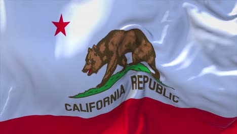 303 california flag waving in wind slow motion animation 4k realistic fabric texture flag smooth
