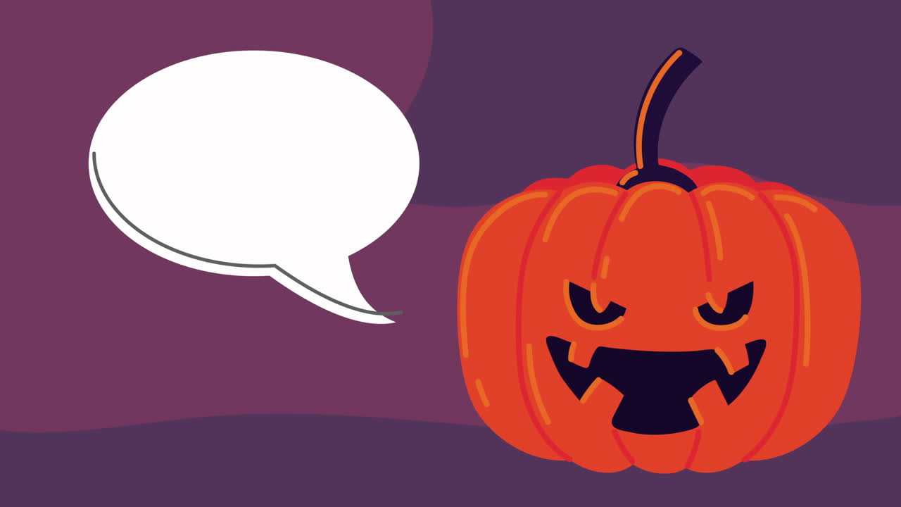 feliz animación de halloween con la calabaza hablando