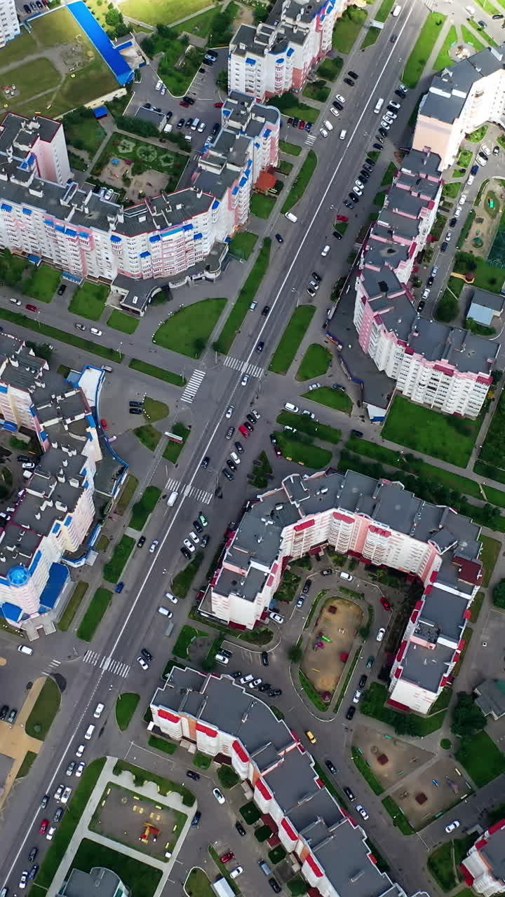Street aerial view with beautiful patterns. Aerial view of urban area with city blocks
