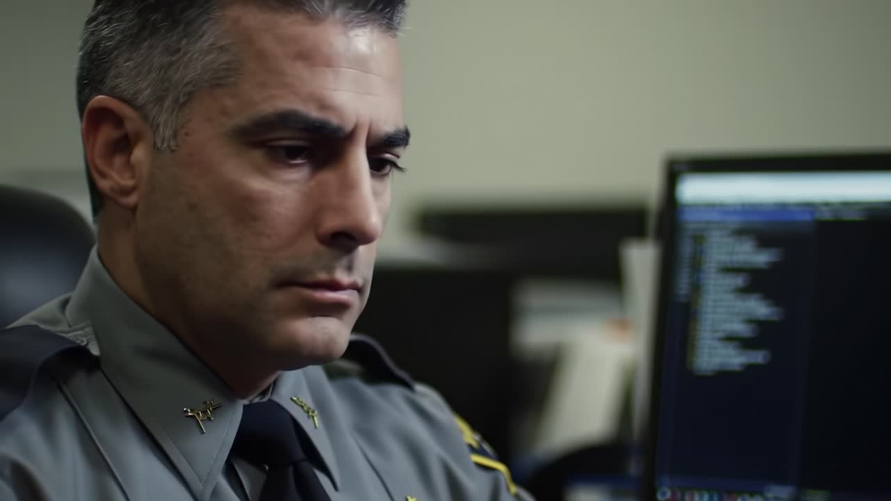 Police Officer at a Computer