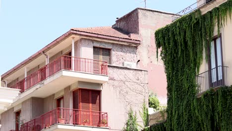 view of buildings with ivy and balconies