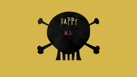 feliz halloween en calavera con huesos