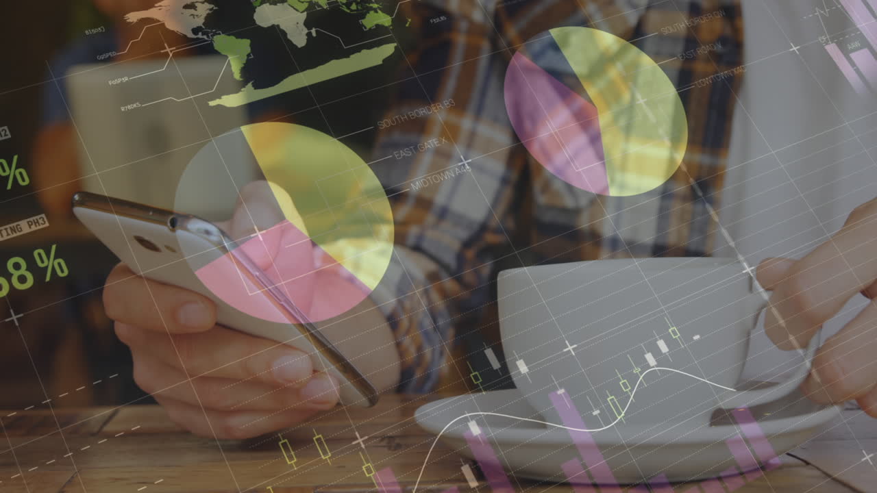 animación de estadísticas y procesamiento de datos sobre el hombre utilizando un teléfono inteligente