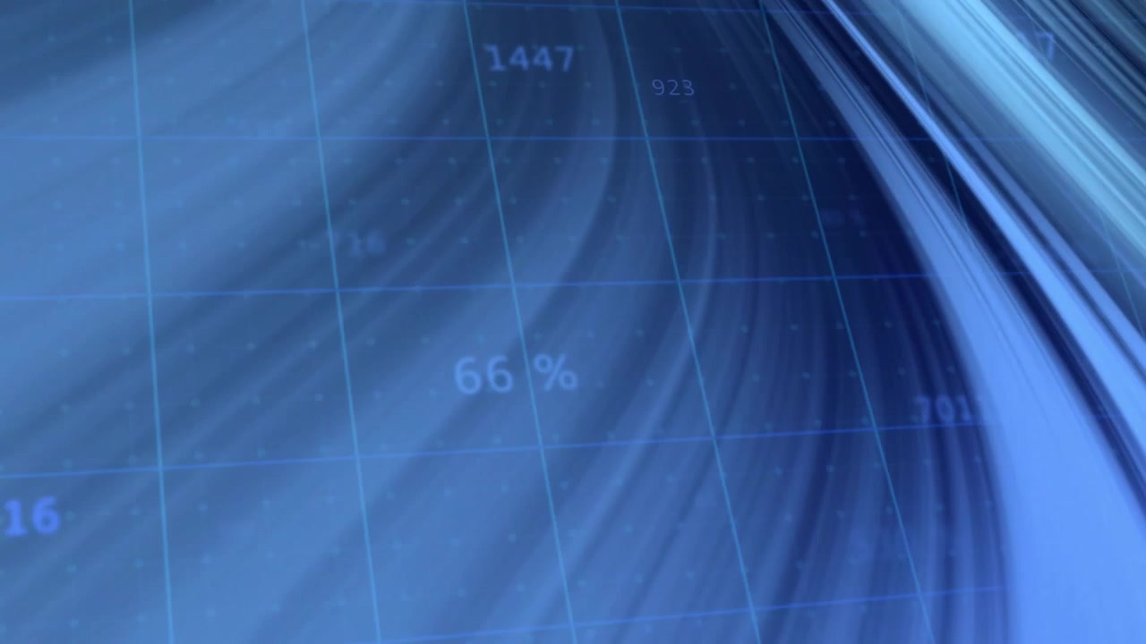 Sweeping arc leftward triggers streaks flowing over grid and flickering stats visualizing data flow