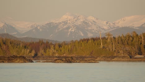 sunrise from cruise ship in great bear rainforest, canada pacific