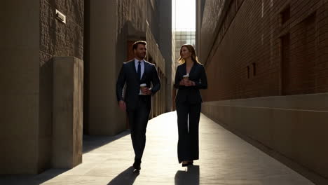 business people walking in a modern city