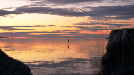 Beautiful-and-colorful-sunset-over-Baltic-Archipelago-with-calm-Baltic-sea