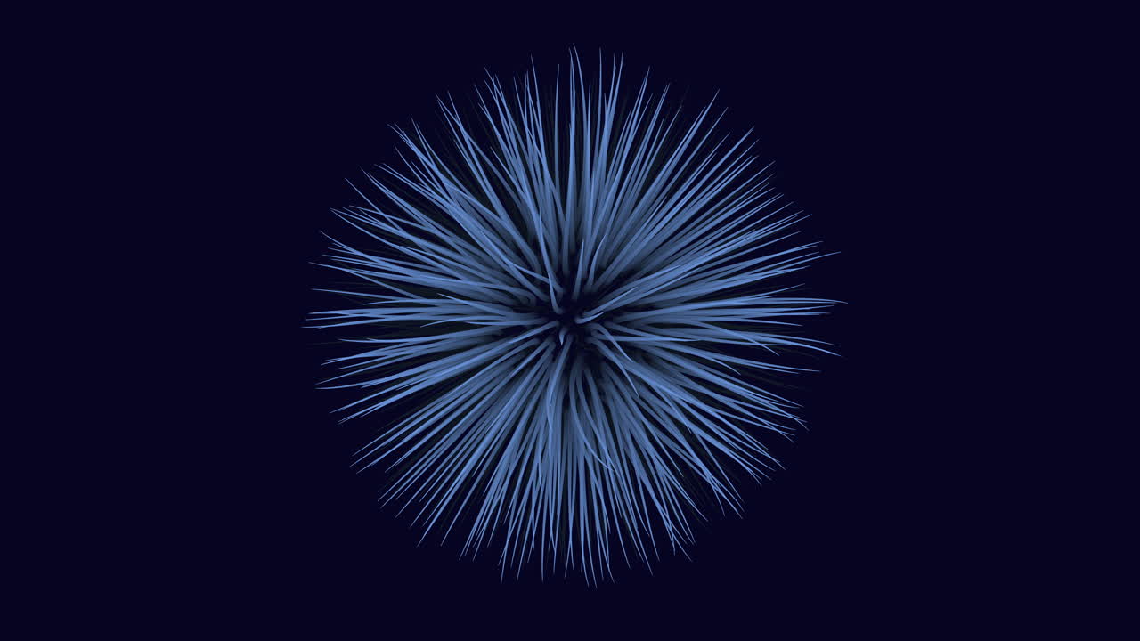 Blue circle with radiating light lines on dark background