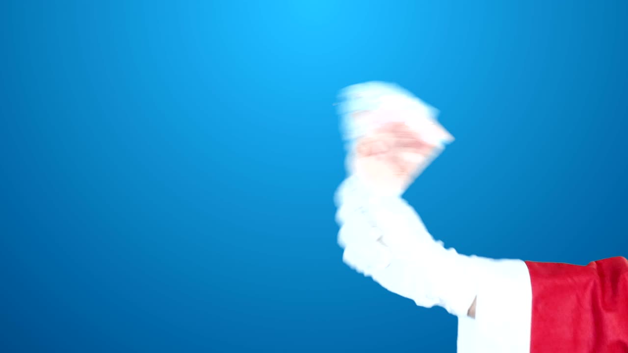 Santa Claus Euro Bills Christmas Green Screen 4k Video Footage Set.
