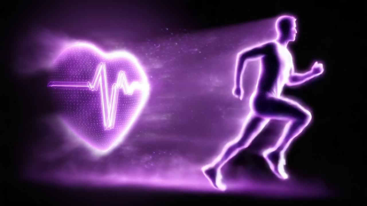 A Dynamic Representation of Fitness and Vitality: This Animated Sequence Captures the Essence of Running and Heart Health Through Vibrant Visualization