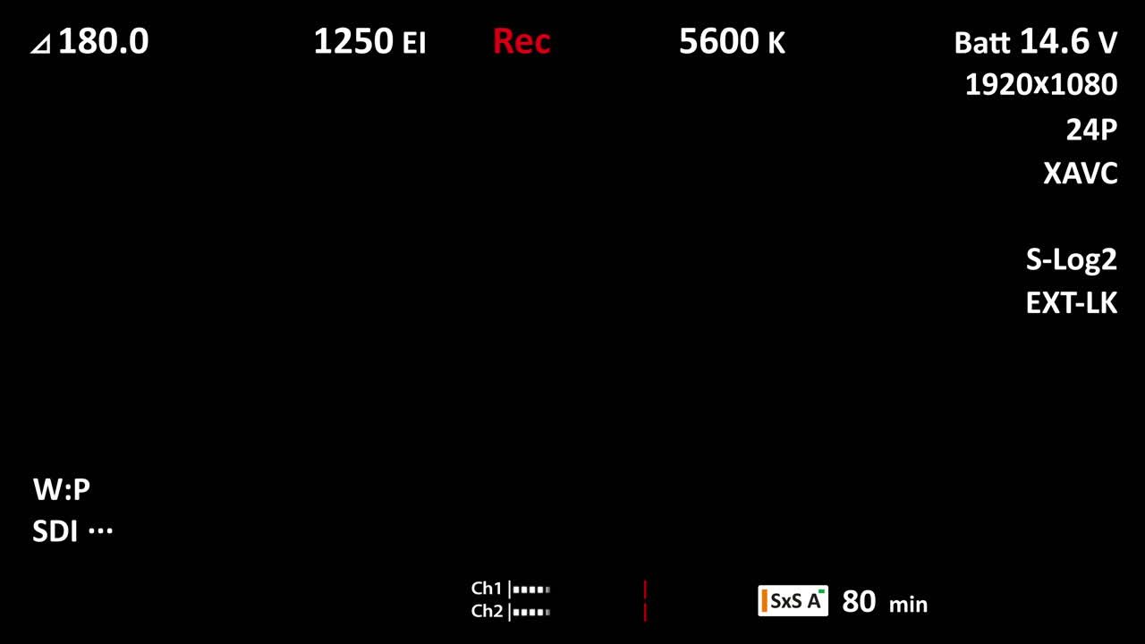 Black Screen with Camera Recording Information Overlay