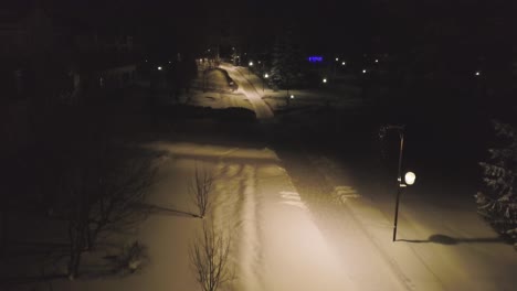 snowy night path in a park