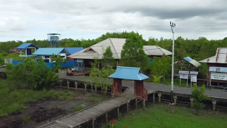 drone showing the uniqueness of the agats district of the city built on planks, papua