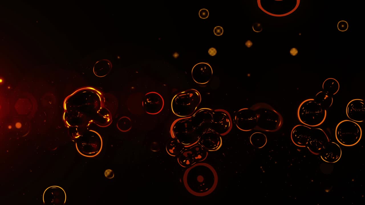 4k 어두운 오렌지 버블 추상 애니메이션 배경 원활한 루프