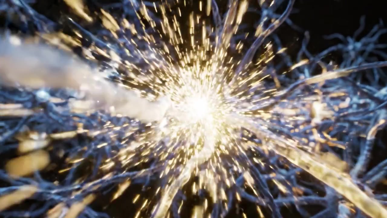 Intricata rete di neuroni illuminata in un ambiente scuro, che mostra la bellezza delle connessioni neurali e della segnalazione nel cervello umano