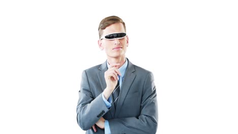 Businessman-in-virtual-video-glasses-using-digital-screen