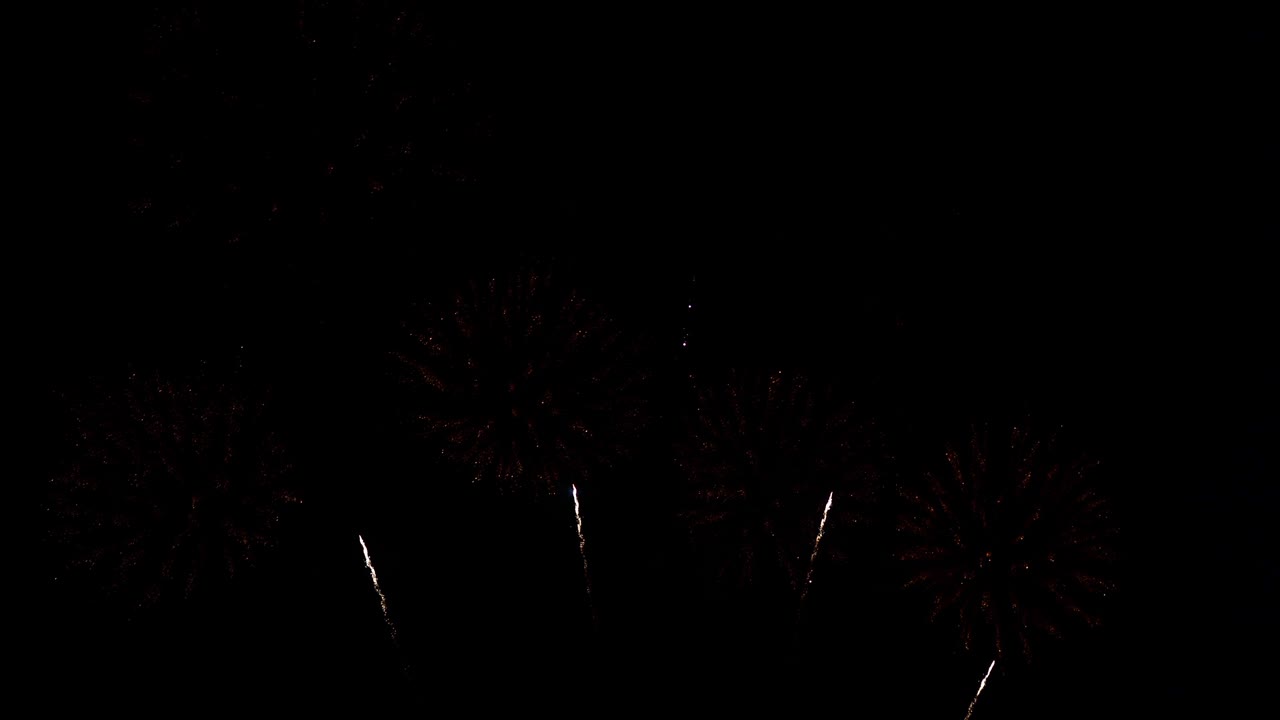 Bellissimo spettacolo pirotecnico colorato di notte per una celebrazione durante un festival.