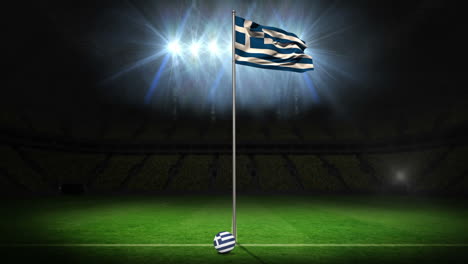 Greece-national-flag-waving-on-flagpole