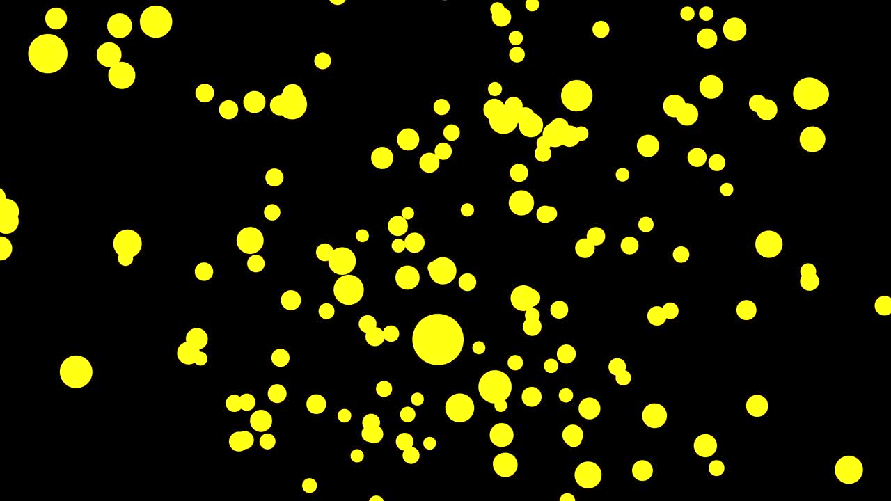 Yellow balls is random moving animation on black background.