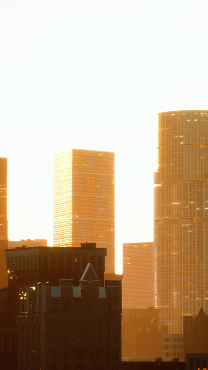 도시 스카이라인 위의 멋진 일몰