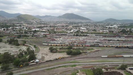 aerial view of freight cars in mexico city station