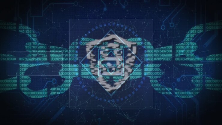 Animation of padlock and chain with data processing