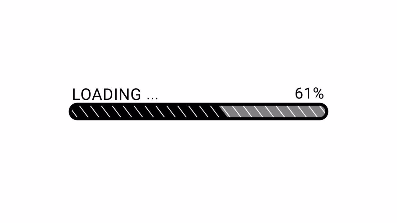 Loading Progress Bar Animation with Percentage on White Background