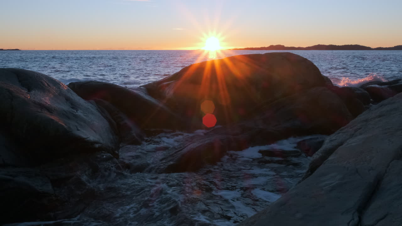 Mysterious Dark Ocean Rippling At Beautiful Golden Sunset