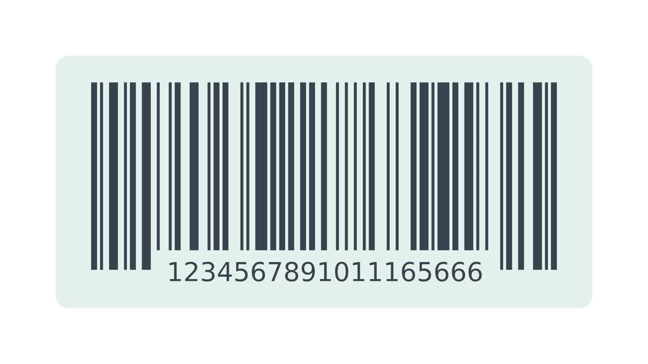 bucle de animación de un escaneo de una etiqueta de código de barras en fondo blanco (diseño plano)