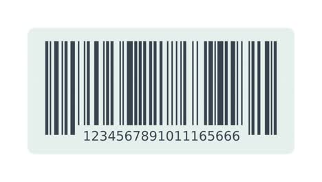 bucle de animación de un escaneo de una etiqueta de código de barras en fondo blanco (diseño plano)