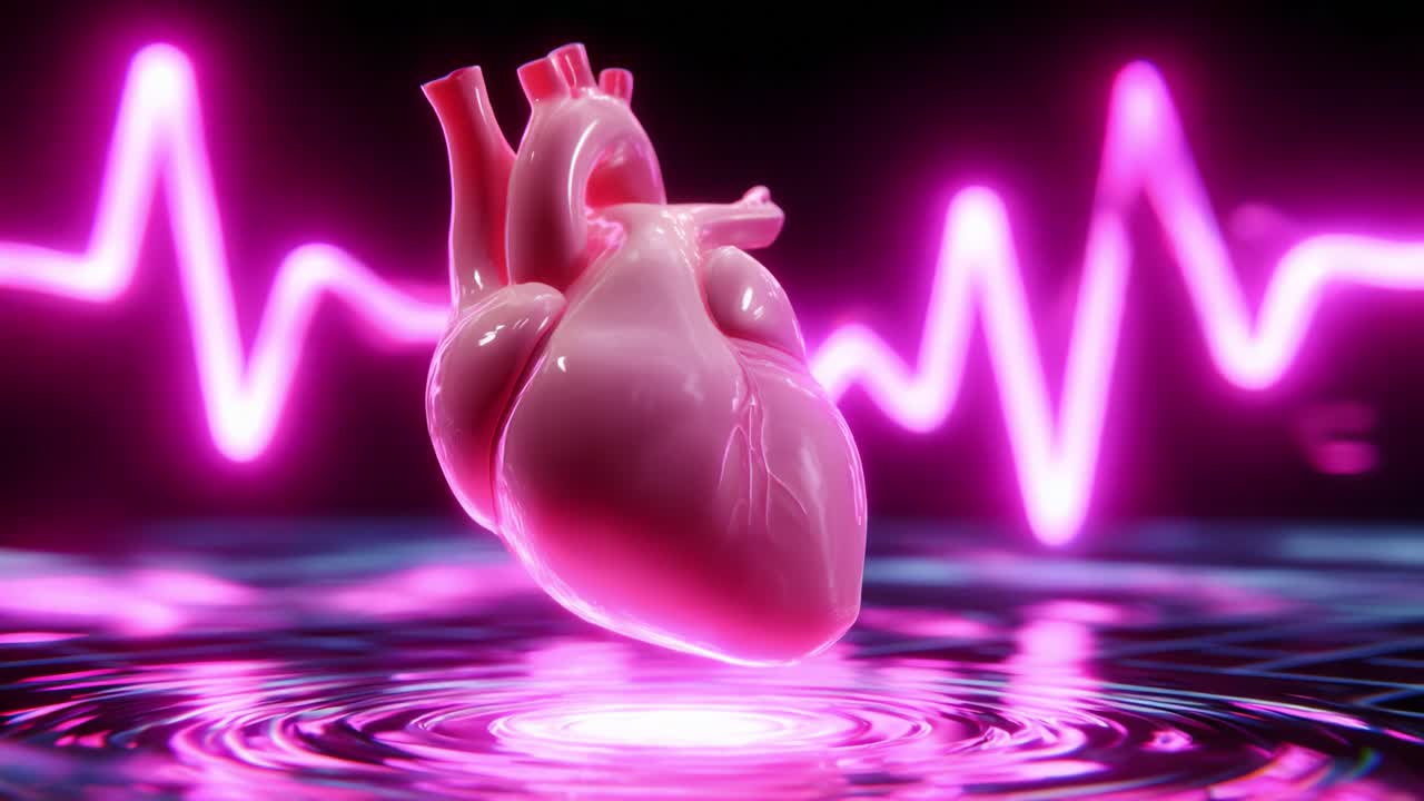 A Visually Stunning Representation of a Heart Surrounded by Pulsating Waves, Capturing the Essence of Life Through Vibrant Colors and Emotions in a Dynamic Digital Art Scene