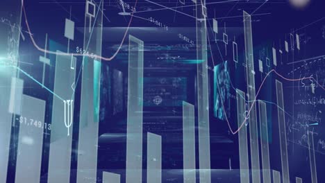 Animación-Del-Procesamiento-De-Datos-Sobre-Fondo-Azul