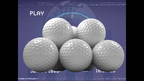 Animation-of-golf-balls-over-circle-and-globe