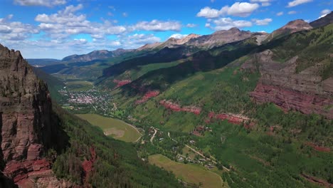 telluride downtown colorado summer box canyon black bear pass road bridal veil falls aerial drone ouray ridgway yankee boy basin 4wd hiking bluesky cliffside valley aspen forest cloud circle right