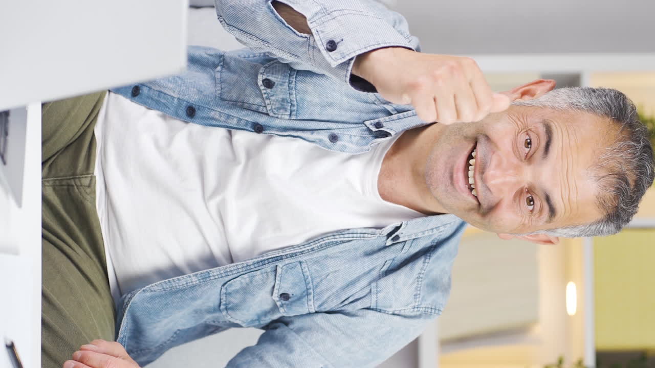 vídeo vertical de un hombre haciendo dinero con sus manos.