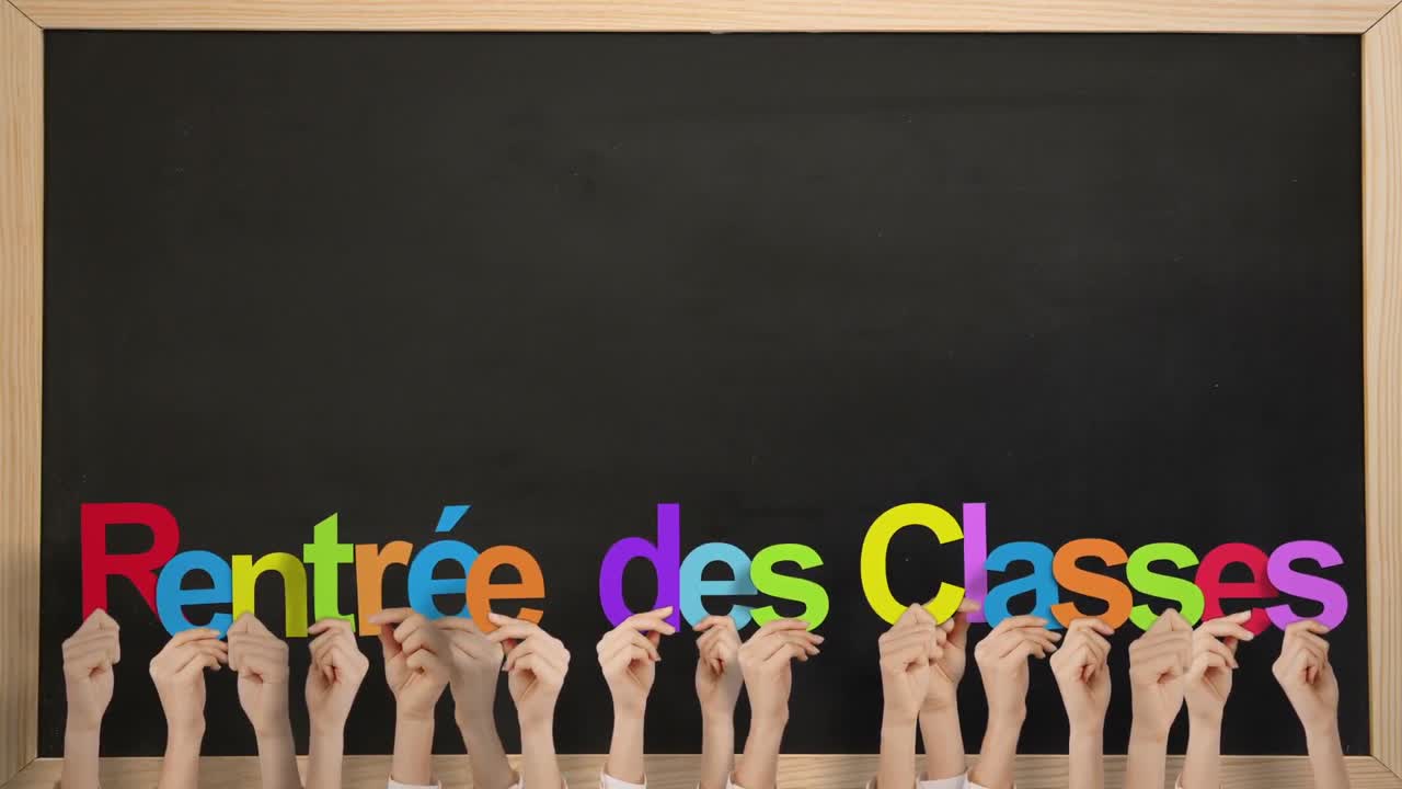 Mani che mostrano il rientro a scuola